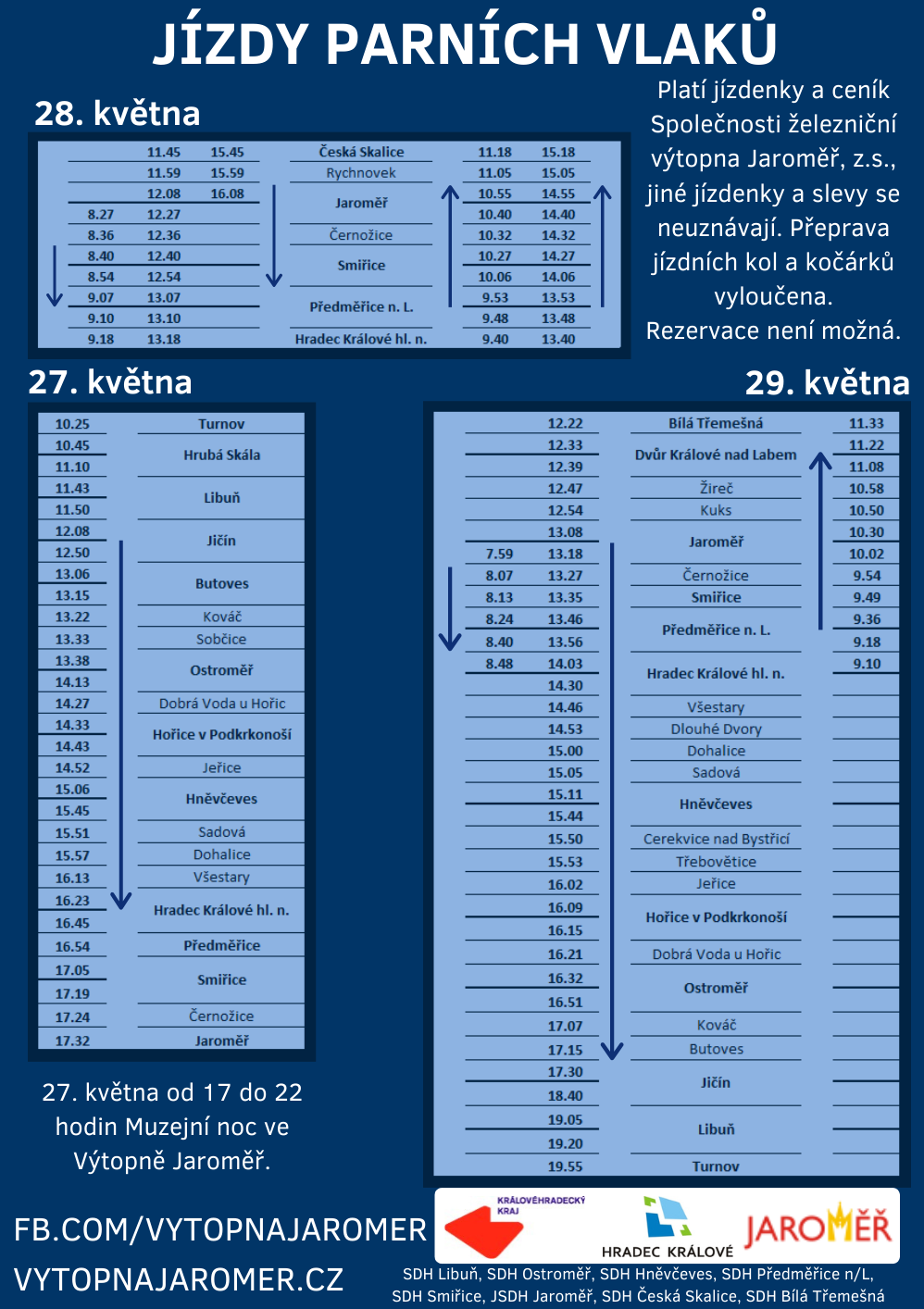 Jízdní řády parních vlaků 2022