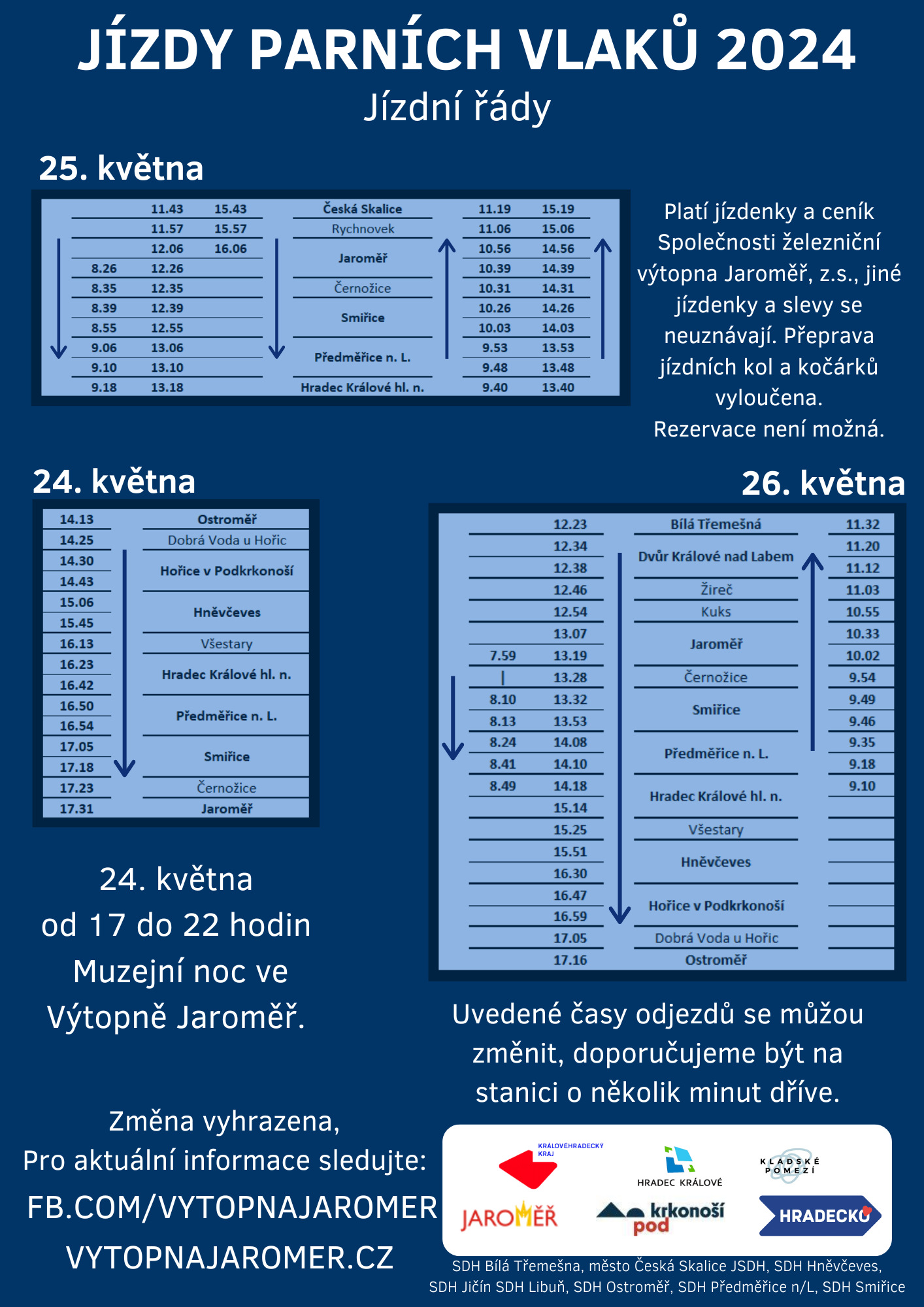 Jízdní řády parních vlaků 2024